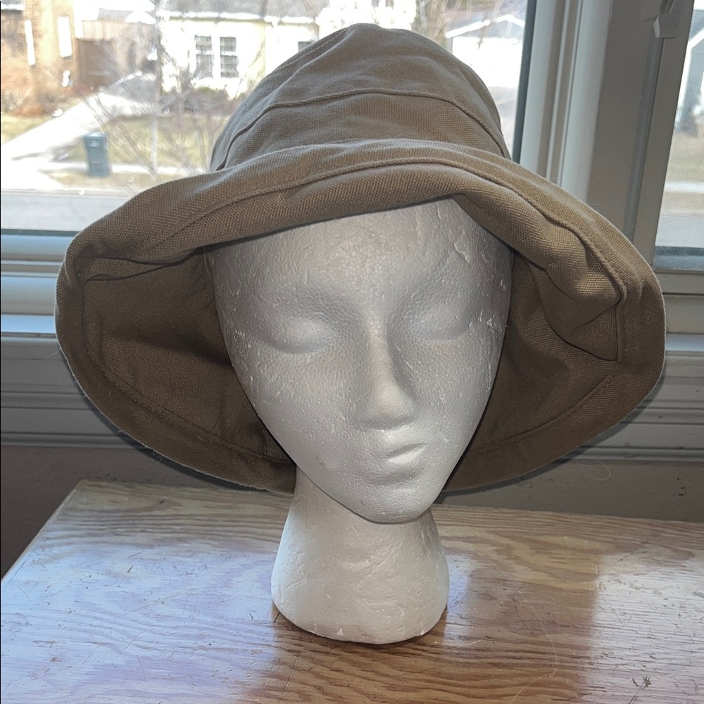 Women's Wide Brim Canvas Sun Hat - Taupe